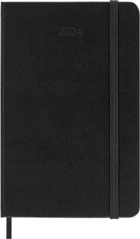 Agenda Moleskine giornaliera 2024, 12 mesi, Pocket, copertina rigida, Nero - 9 x 14 cm