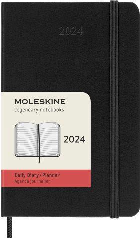 Agenda Moleskine giornaliera 2024, 12 mesi, Pocket, copertina rigida, Nero - 9 x 14 cm - 7