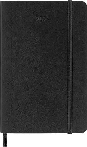 Agenda Moleskine giornaliera 2024, 12 mesi, Pocket, copertina morbida, Nero - 9 x 14 cm