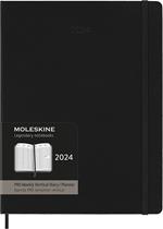 Agenda Moleskine PRO settimanale verticale 2024, 12 mesi, XL, copertina rigida, Nero - 19 x 25 cm
