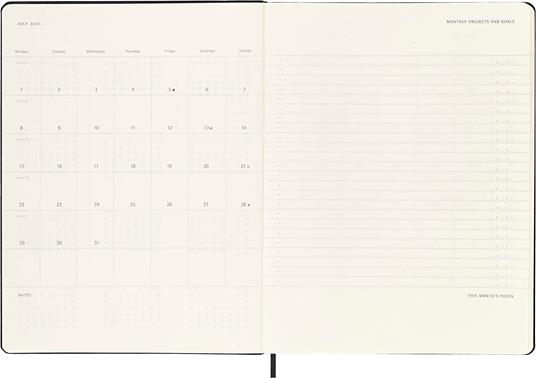 Agenda Moleskine PRO settimanale verticale 2024, 12 mesi, XL, copertina rigida, Nero - 19 x 25 cm - 5