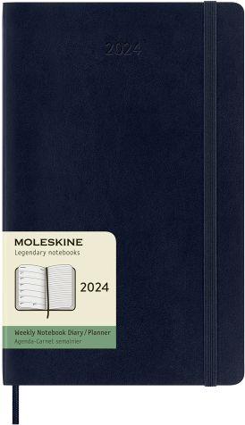 Agenda Moleskine settimanale 2024, 12 mesi, Large, copertina morbida, Blu zaffiro - 13 x 21 cm - 7