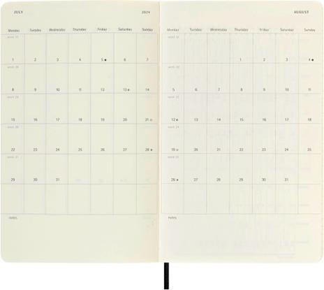 Agenda Moleskine settimanale 2024, 12 mesi, Large, copertina morbida, Nero - 13 x 21 cm - 4