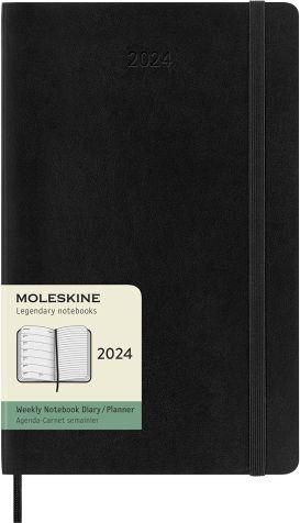 Agenda Moleskine settimanale 2024, 12 mesi, Large, copertina morbida, Nero - 13 x 21 cm - 7