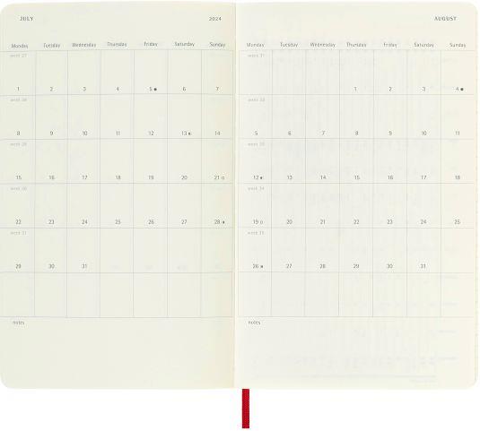 Agenda Moleskine settimanale 2024, 12 mesi, Large, copertina morbida, Rosso  scarlatto - 13 x 21 cm - Moleskine - Cartoleria e scuola