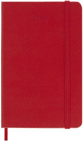Agenda Moleskine settimanale 2024, 12 mesi, Pocket, copertina rigida, Rosso scarlatto - 9 x 14 cm