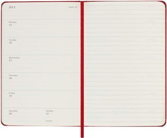 Agenda Moleskine settimanale 2024, 12 mesi, Pocket, copertina rigida, Rosso scarlatto - 9 x 14 cm - 3