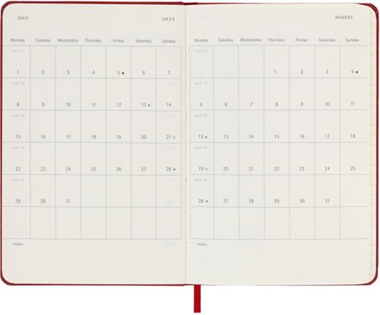 Agenda Moleskine settimanale 2024, 12 mesi, Pocket, copertina rigida, Rosso scarlatto - 9 x 14 cm - 4