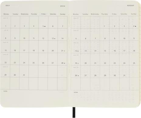 Agenda Moleskine settimanale 2024, 12 mesi, Pocket, copertina morbida, Nero - 9 x 14 cm - 4