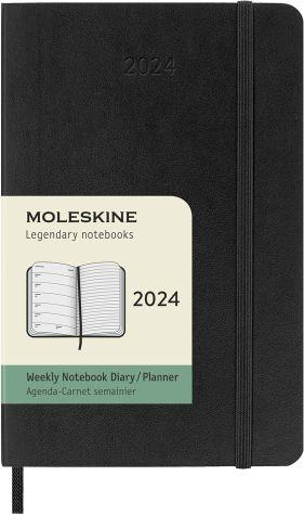 Agenda Moleskine settimanale 2024, 12 mesi, Pocket, copertina morbida, Nero - 9 x 14 cm - 7