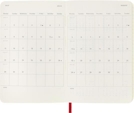 Agenda Moleskine settimanale 2024, 12 mesi, Pocket, copertina morbida, Rosso scarlatto - 9 x 14 cm - 4
