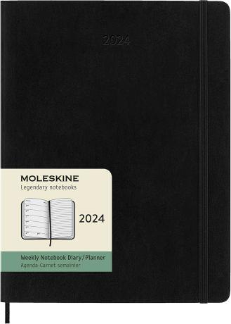 Agenda Moleskine settimanale 2024, 12 mesi, XL, copertina morbida, Nero - 19 x 25 cm - 7