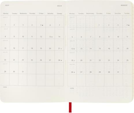 Agenda accademica settimanale Moleskine 2024, 18 mesi, Pocket, copertina morbida, Rosso scarlatto - 9 x 14 cm - 4
