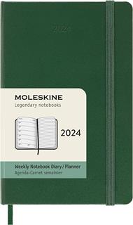 Agenda Moleskine settimanale 2024, 12 mesi, Pocket, copertina rigida, Verde mirto - 9 x 14 cm
