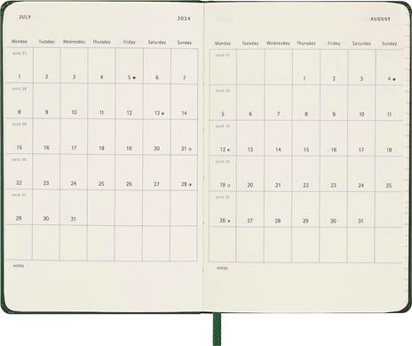 Agenda Moleskine settimanale 2024, 12 mesi, Pocket, copertina rigida, Verde mirto - 9 x 14 cm - 5