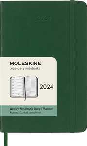 Cartoleria Agenda Moleskine settimanale 2024, 12 mesi, Pocket, copertina morbida, Verde mirto - 9 x 14 cm Moleskine