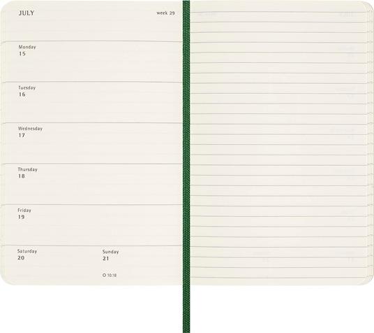Agenda Moleskine settimanale 2024, 12 mesi, Pocket, copertina morbida, Verde mirto - 9 x 14 cm - 4