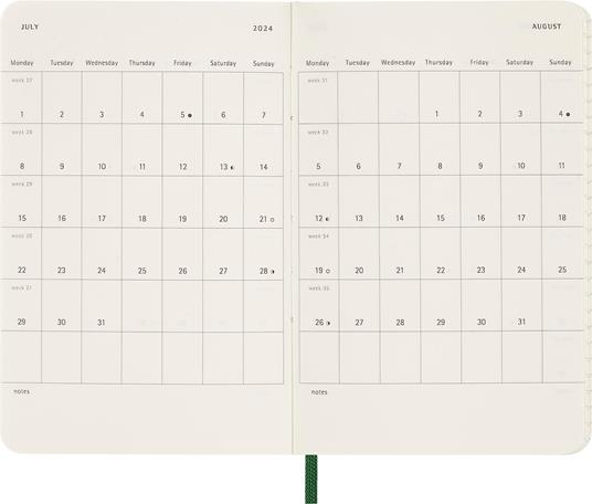 Agenda Moleskine settimanale 2024, 12 mesi, Pocket, copertina morbida, Verde mirto - 9 x 14 cm - 5