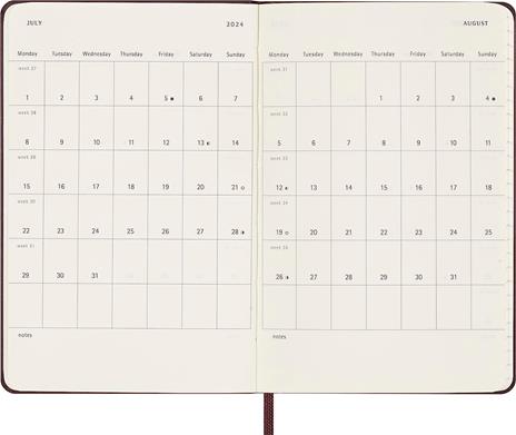 Agenda Moleskine settimanale 2024, 12 mesi, Pocket, copertina rigida, Rosso borgogna - 9 x 14 cm - 5
