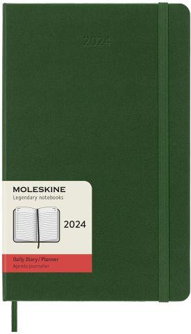 Agenda Moleskine giornaliera 2024, 12 mesi, Large, copertina rigida, Verde mirto - 13 x 21 cm - 6