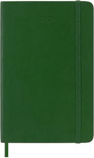 Agenda Moleskine giornaliera 2024, 12 mesi, Pocket, copertina morbida, Verde mirto - 9 x 14 cm