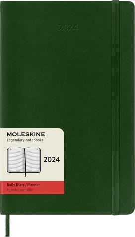 Agenda Moleskine giornaliera 2024, 12 mesi, Large, copertina morbida, Verde mirto - 13 x 21 cm - 6