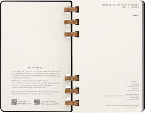 Planner Spiral Moleskine mensile orizzontale 2024, 12 mesi, Large, copertina rigida, Nero - 15 x 21 cm - 3