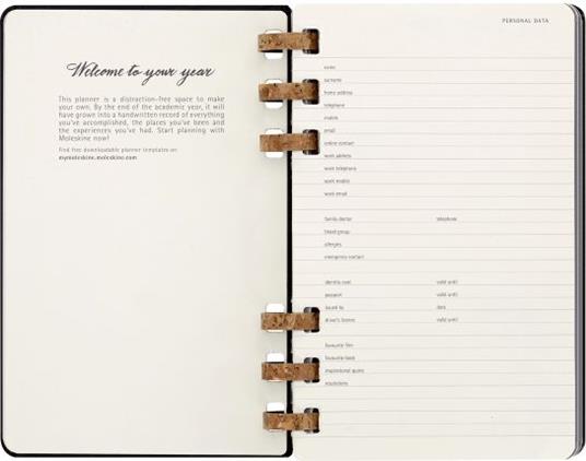 Planner accademico mensile orizzontale Moleskine 2024, 12 mesi, Large, copertina rigida, Nero - 15 x 21 cm - 4