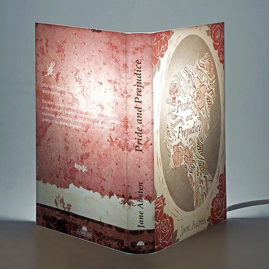 Lampada da tavolo, a forma di libro, Orgoglio e pregiudizio - Jane Austen