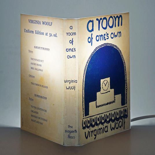 Lampada da tavolo, a forma di libro, Una stanza tutta per sé - Virginia Woolf 