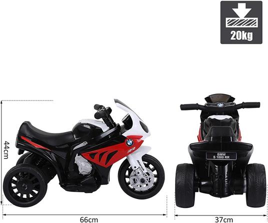 Moto Elettrica Per Bambini Bmw S1000Rr Ufficiale, 3 Ruote Con Luci E Suoni Realistici, Rosso - 6