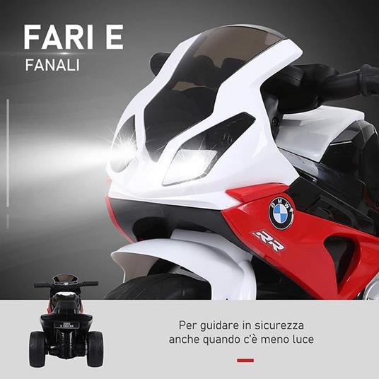 Moto Elettrica Per Bambini Bmw S1000Rr Ufficiale, 3 Ruote Con Luci E Suoni Realistici, Rosso - 8