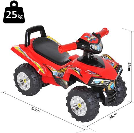 Quad Elettrico per Bambini con Suoni e Luci, Rosso - 4