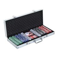 HomCom Set Poker Professionale con 500 Fiches di Colori Diversi, Valigetta in Alluminio, 5Dadi e 2 Mazzi di Carte