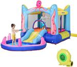 Outsunny Castello Gonfiabile per Bambini con Scivolo e Piscina Tema Mare
