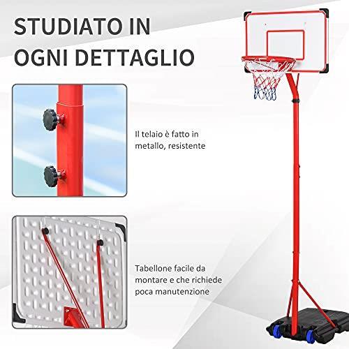 HOMCOM Canestro Basket per Bambini Portatile Regolabile con Tabellone e Piantana - 4