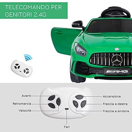 HOMCOM Macchinina per Bambini Elettrica 12V con Telecomando Verde - 5