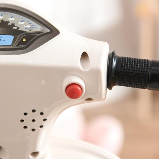 HOMCOM Moto Elettrica per Bambini con Licenza Ufficiale Vespa Batteria 6V, Fari e Clacson, per Bimbi da 18-36 mesi,Bianco, 66.5x38x52cm - 5