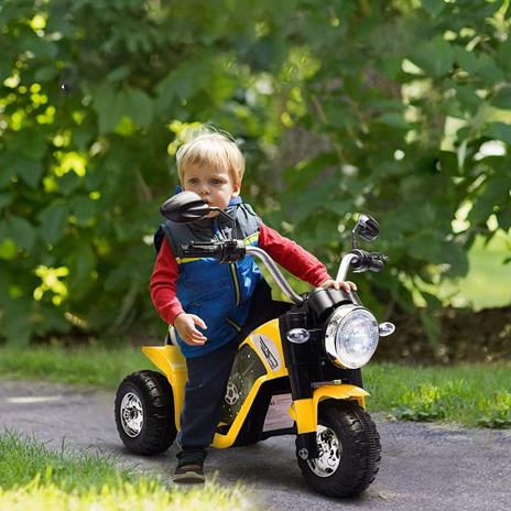 HOMCOM Moto Elettrica per Bambini 18-36 mesi a 3 Ruote Batteria Ricaricabile - Giallo - 2