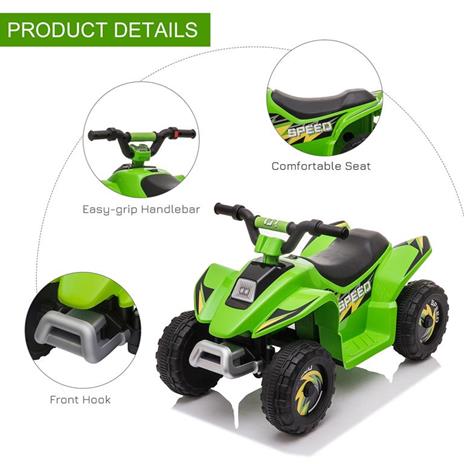 HOMCOM Quad per Bambini Elettrico con Batteria Ricaricabile 6V - Verde - 3