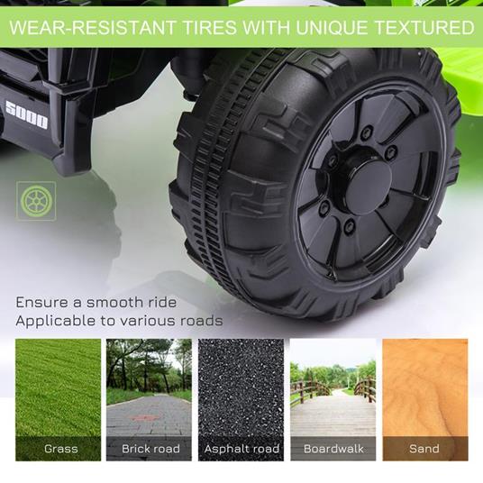 HOMCOM Quad Elettrico per Bambini con Batteria Ricaricabile 6V Età 18-36 Mesi - Verde - 4