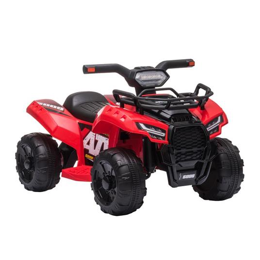 HOMCOM Quad Elettrico per Bambini Fari Funzionanti e Pedale Età 18-36 Mesi - Rosso