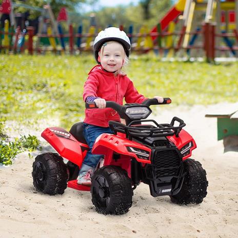 HOMCOM Quad Elettrico per Bambini Fari Funzionanti e Pedale Età 18-36 Mesi - Rosso - 2