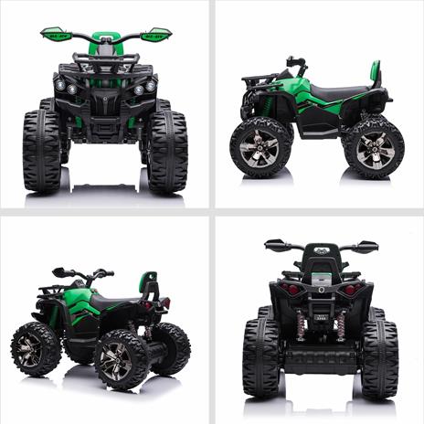 HOMCOM Quad per Bambini Elettrico 12V con Fari Funzionanti e Pedale, Batteria Ricaricabile, Età 3-5 Anni, 100x65x73cm - Nero/Verde - 5