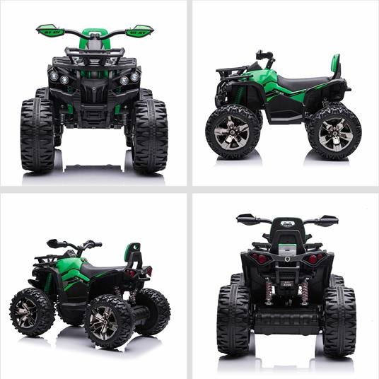HOMCOM Quad per Bambini Elettrico 12V con Fari Funzionanti e Pedale, Batteria Ricaricabile, Età 3-5 Anni, 100x65x73cm - Nero/Verde - 5