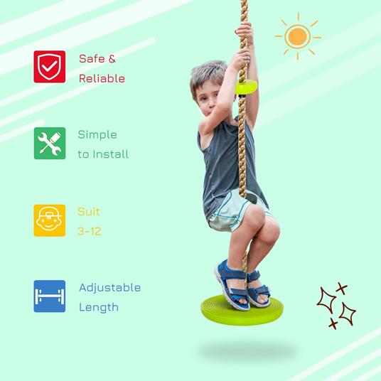 HOMCOM Corda da Arrampicata per Bambini da 3-12 Anni, per Casa e Giardino,  200x29cm - 3