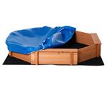 Outsunny Sabbiera per Bambini in Legno con Sedili e Copertura, Età 3-8 Anni, 139.5x139.5x21.5cm