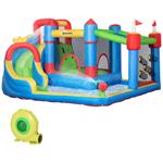 Outsunny Castello Gonfiabile per Bambini con Scivolo, Trampolino e Piscina, 390x300x197cm