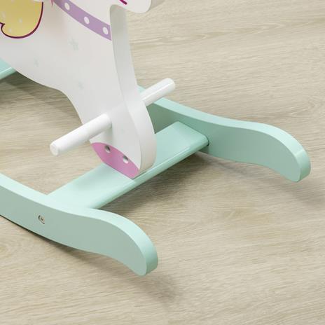 AIYAPLAY Cavallo a Dondolo per Bambini 1-3 Anni con Maniglie, Schienale e Pedali in MDF, 68L x 27P x 47.5A cm, Multicolore - 5