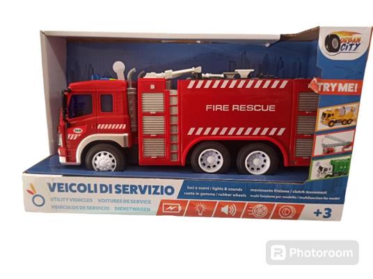 Veicolo,Urban City Veicoli di servizio Camion pompieir con luci,suoni e movimento a frizione,Hungary Toys,Eta 3+